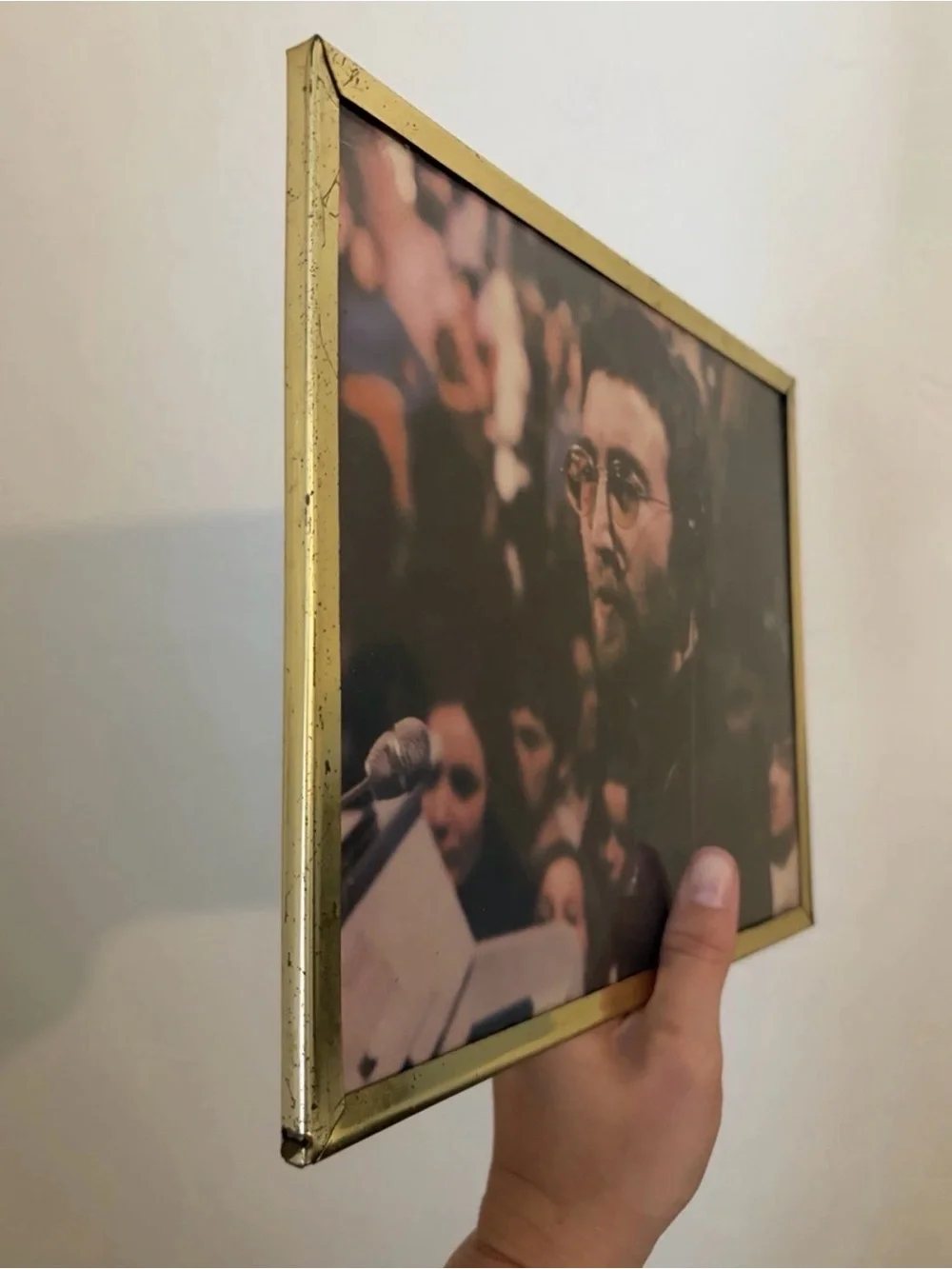 John Lennon 8x10 Metal Picture Frame Brushed Gold Clear Glass Wall Mount